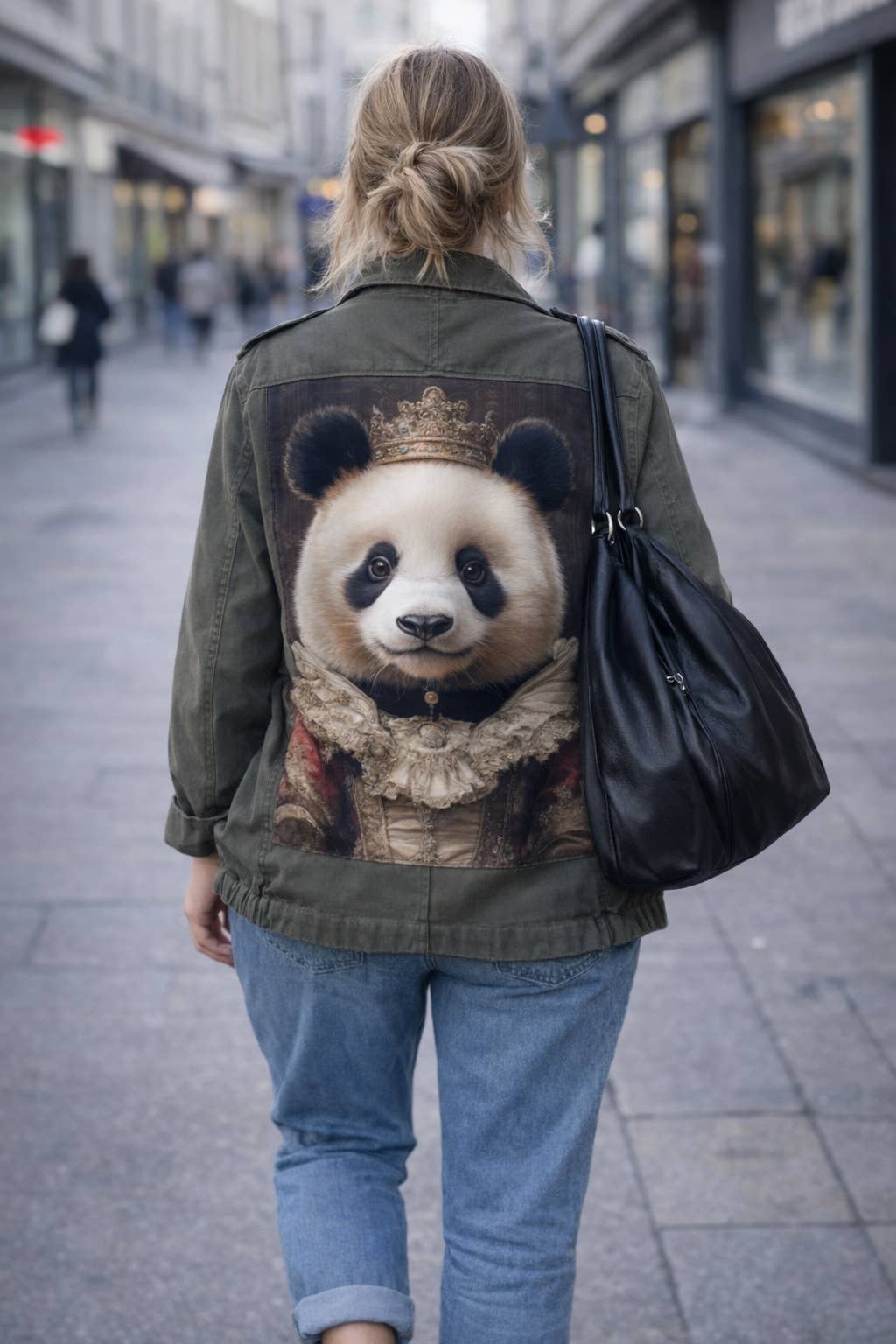 Personlig dame-militærjakke – Panda