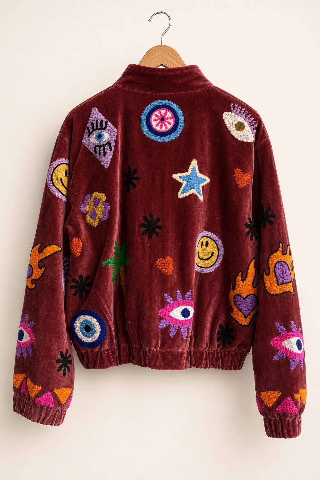 FORUDBESTIL. TOUT - Liv Bomber Velour Bordeaux unisex oversize 38-46
