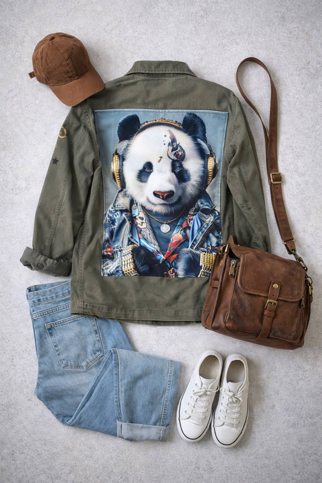 Dame militærjakke «Panda Rock»
